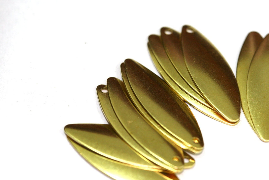 Curved marquise 1 hole Charms Raw Brass 10x27mm ,Findings 027-26