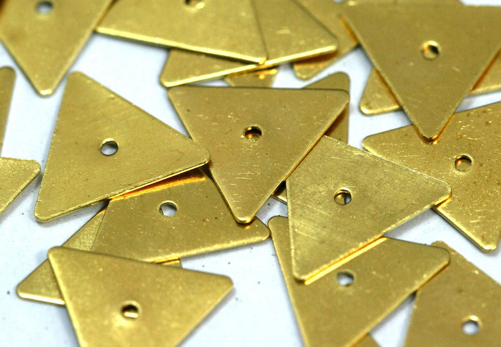 Raw Brass 12x14mm Triangle tag Charms with midle hole  ,Findings 620RM- 0.34