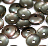 200 pcs antique copper tone brass 8mm cone circle tag middle hole charms, findings bead cap  101AC-46