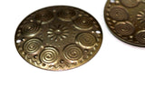 15 Pcs Antique Brass Tone Brass32mm Circle tag 2 hole connector Charms ,Findings earring 445AB-41