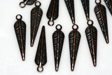 Textured spike shape 200 Pcs Antique Copper Tone Brass 20x5mm Charms ,Findings 287AC-46