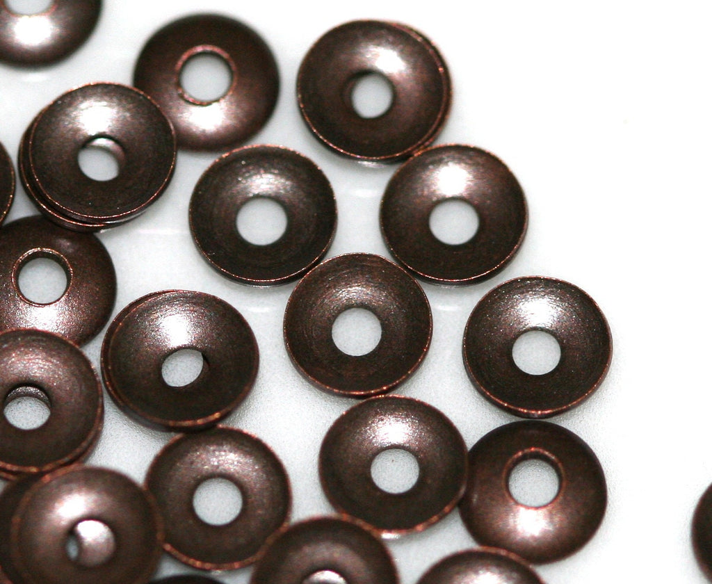 Antique copper Tone Brass 4.5mm Cambered Circle tag middle hole Charms ,Findings 103AC-12 tmlp