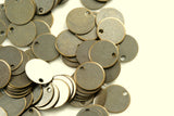 120 Pcs Antique Brass Tone Brass 10mm Circle tag 1 hole Charms ,Findings 71AB-40