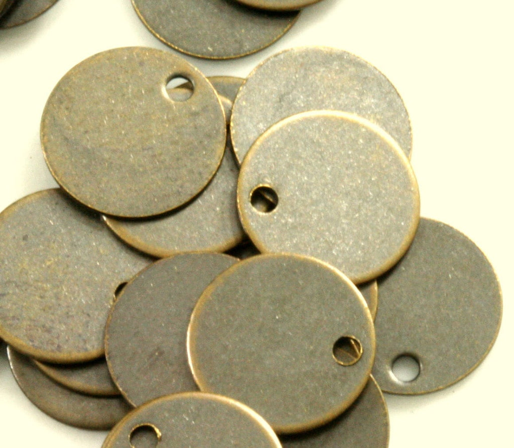 400 pcs antique brass tone brass 6mm circle tag 1 hole charms ,findings 79AB-42