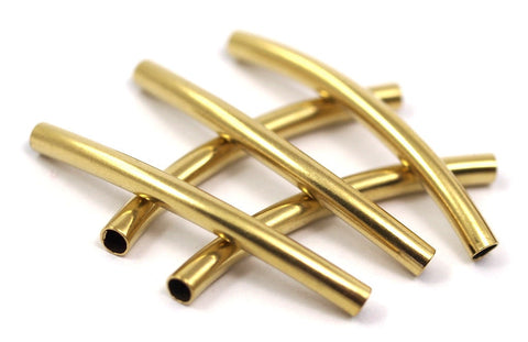 10 Pcs Raw Brass Curved Tube 42x3.5mm (hole 2.8mm) E4235C90 943