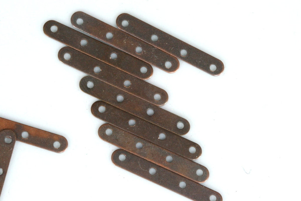 100 Pcs Antique Copper Tone Brass 4x25mm 5/32"x1" 4 hole connector Charms ,Findings 343AC-36
