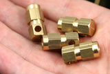 A920D4 Raw Brass Hexagonal stamping 9x20mm ,35"x 0,79"  finding hexagonel rod industrial design (4mm 5/32" 6 gauge hole ) 767