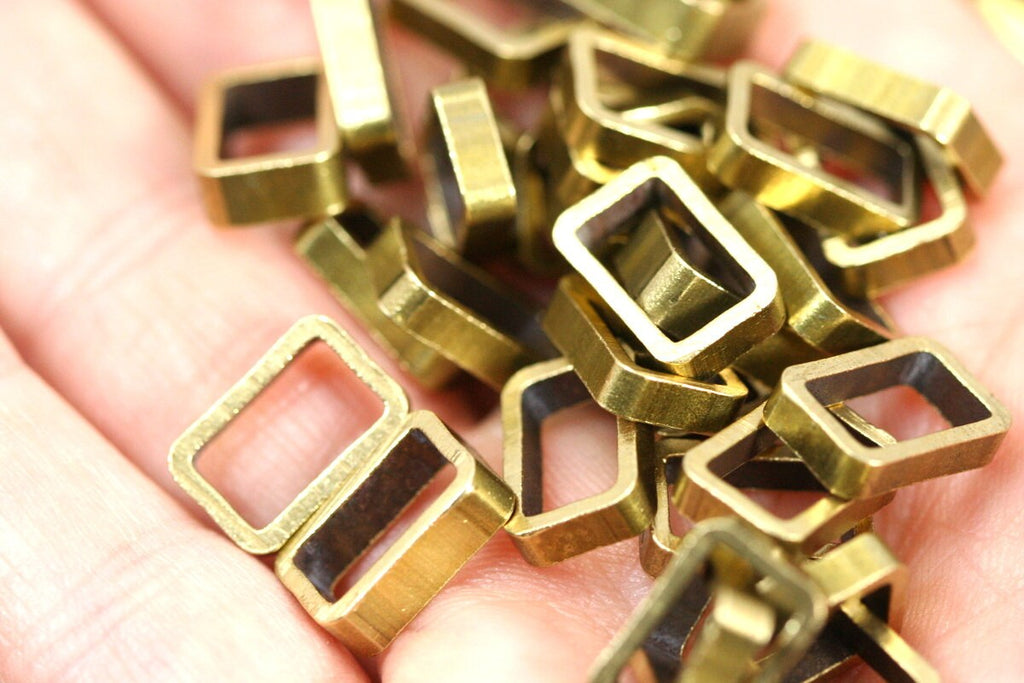 Rectangle Bead spacer 10 pcs L225 Raw Brass  8x12x2,5mm 0,314"x0,47"x0,1  finding industrial design bab611