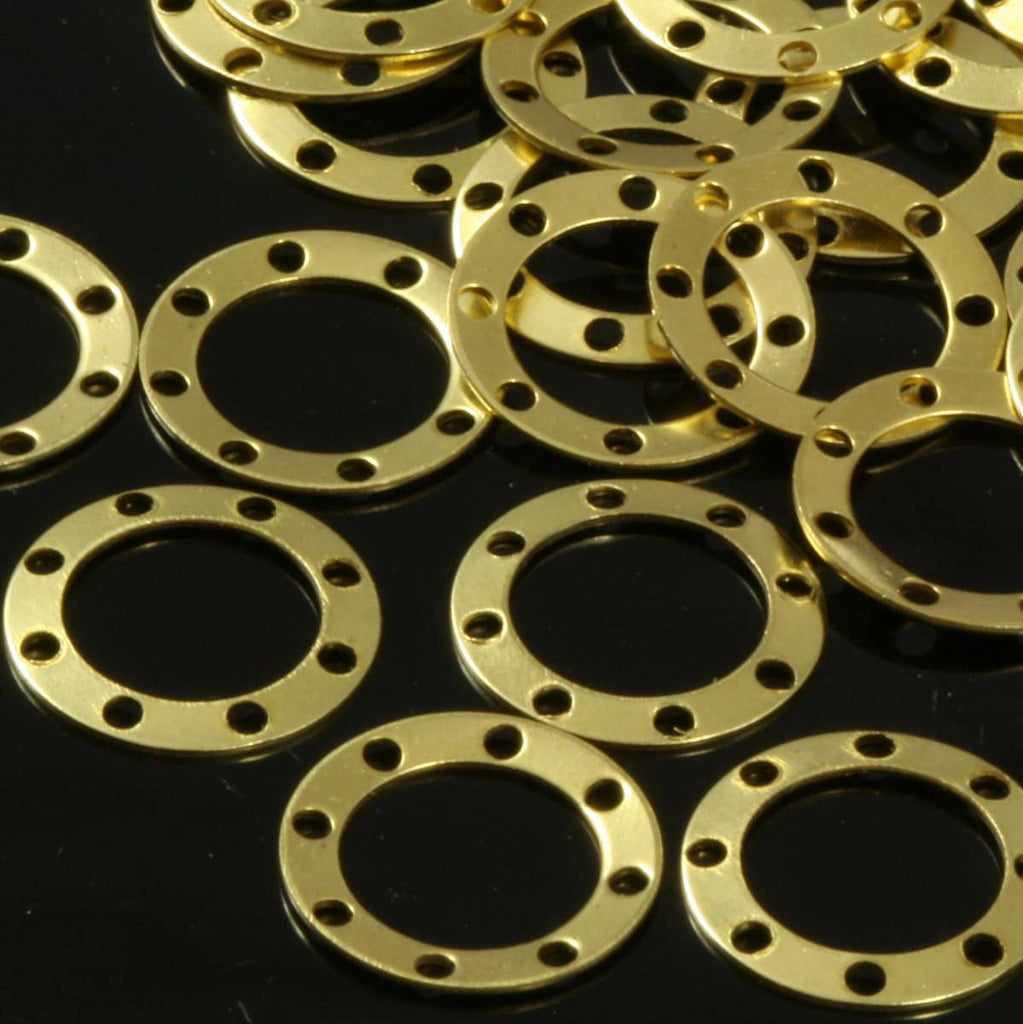 Raw Brass 250 Pcs 13mm Cambered Circle tag 8 hole connector Charms ,Findings 601R-55