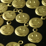 200 pcs 9mm raw brass smile :)  raw brass face shape raw brass charms ,raw brass findings 787R-40 tmlp
