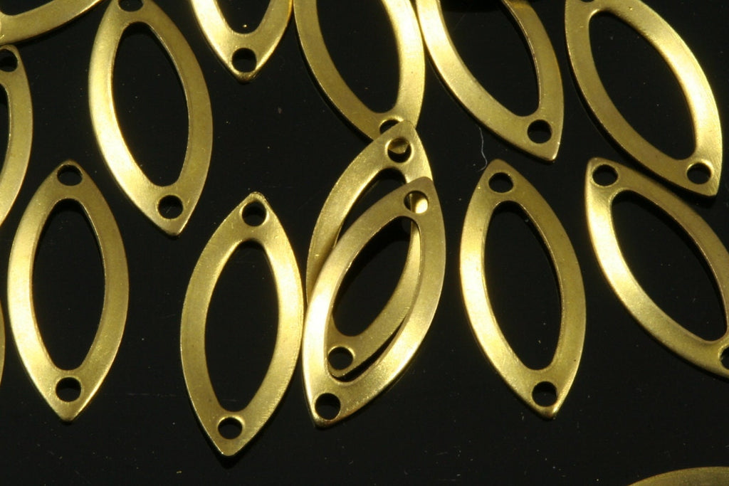 Curved marquise 2 hole Charms200 pcs Raw  Brass 7x16mm  ,Findings 351R-32