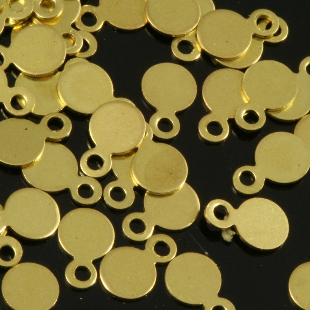 400 Pcs Raw Brass 4,5mm Circle tag Charms ,Findings 702R-30 tmlp