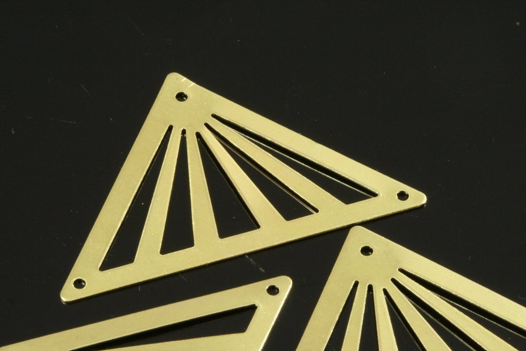 30 Pcs Raw Brass 45x28mm triangle tag 3 hole connector Charms ,Findings 743R-51