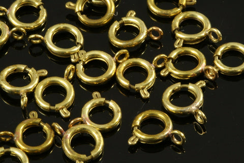 Spring clasps raw brass solid brass round ring circle clasps 9mm CL9 1501