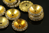 4 Pcs 25mm Raw Brass rhinestone rondella button spacer bead bab 1845