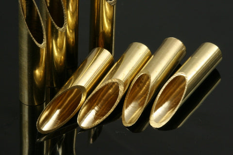 20 pcs Diagonal Cut tube Raw Brass 6x28mm (hole 5mm )   1749