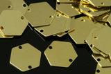 Raw Brass 12mm Hexagonal tag two 2 hole connector Charms ,Findings 802R-36