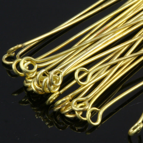 Brass head pin 200 pcs 35mm 24 gauge( 0,55mm ) raw brass (varnish)  HV3524-18