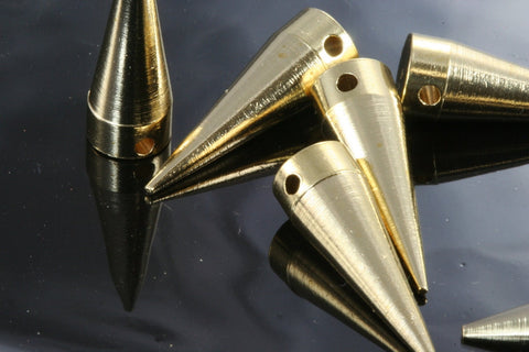 Pendulum Raw Brass Spike 7x22mm 9/32"x55/64" finding spacer industrial design (2mm 5/64" 13 gauge hole ) R1138