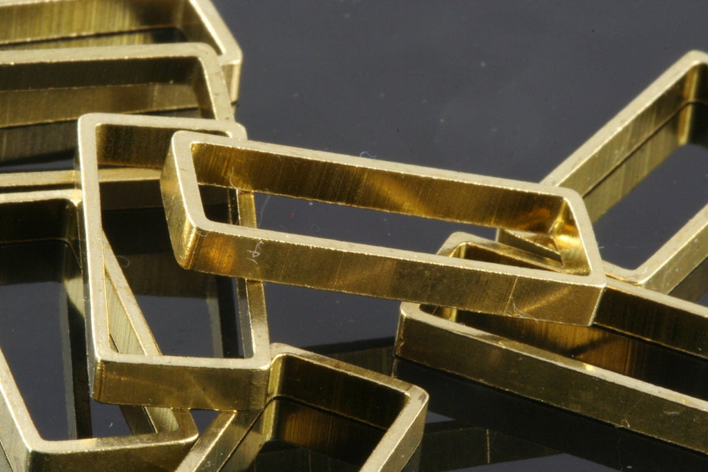 Rectangle pendant Raw Brass 25x10x3mm 1"x0,39"x0,12"  finding industrial design 1555