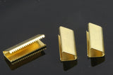 Ribbon Crimp Ends, 10 pcs 25x10mm Raw Brass Ribbon Crimp End, Ribbon Crimp Ends cap, Findings R032-W 1788