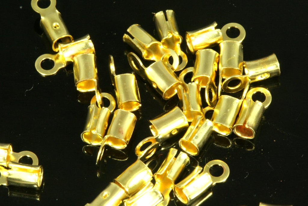 100 pcs 1,2mm 17 gauge raw brass crimp, end cap, finding, leather, cord, S1-kR 249