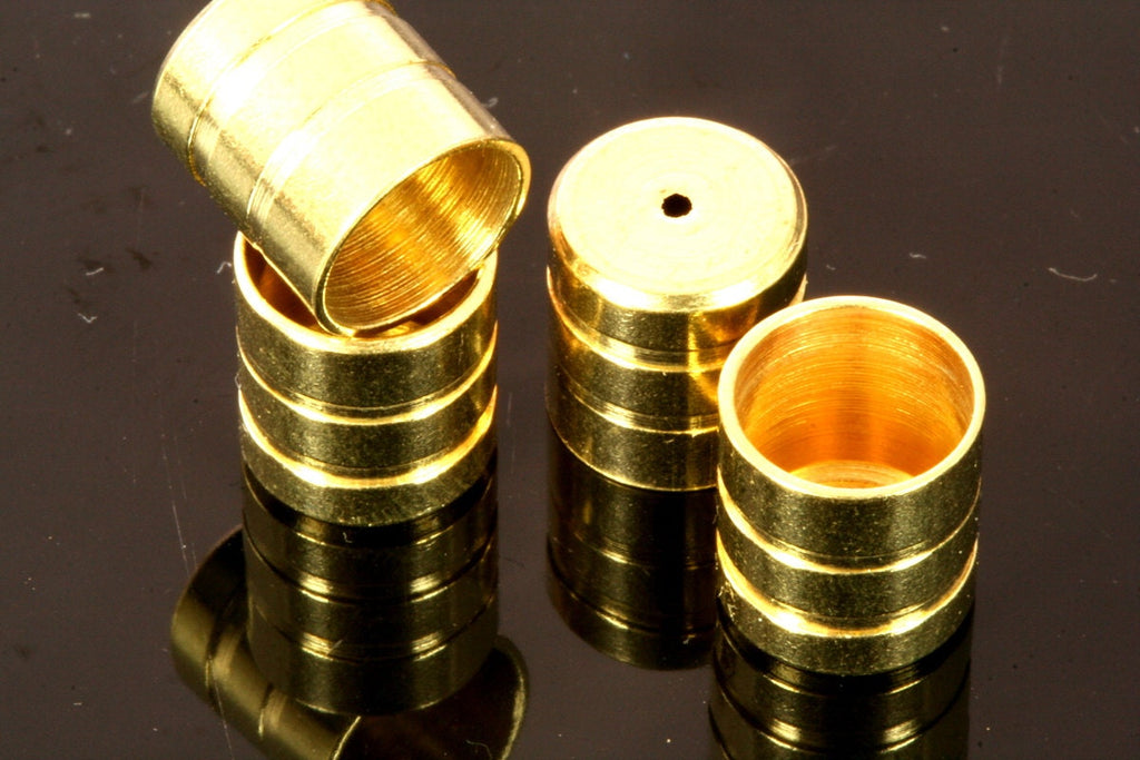 brass cord  tip ends, 9x9,8mm 8mm inner raw brass ribbon end, ends cap, 1671 ENC8