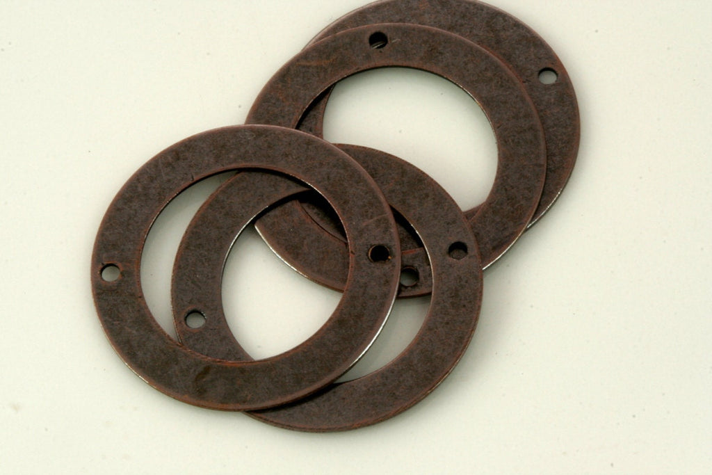 30 pcs antique copper tone brass 25mm Circle two 2 hole connector Charms ,Findings 8AC-33