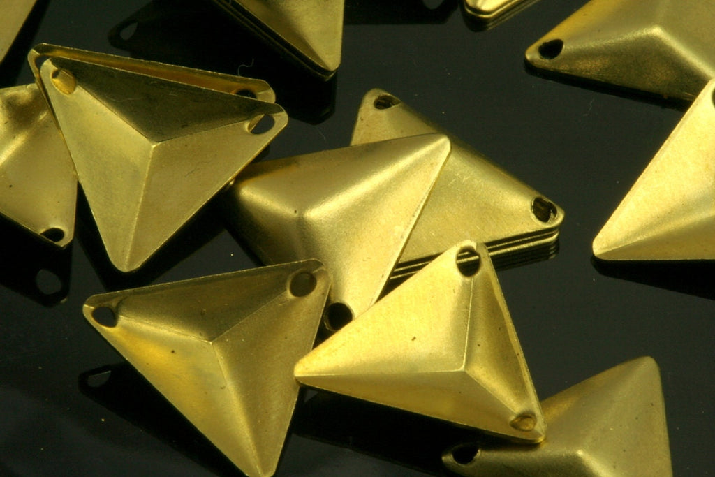 160 Pcs Raw Brass 14mm triangle tag 2 hole connector Charms ,Findings 750RD-64
