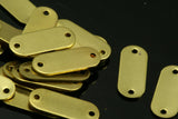 Rectangle tag 2 hole connector, 40 pcs 7x18mm raw brass thickness 20 gauge  0,8mm charms ,findings 927R-42