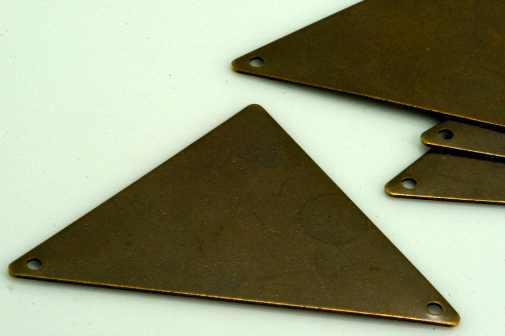 Triangle tag connector charms, antique brass tone, 45x35mm 2 hole,findings OZ742ABU-38
