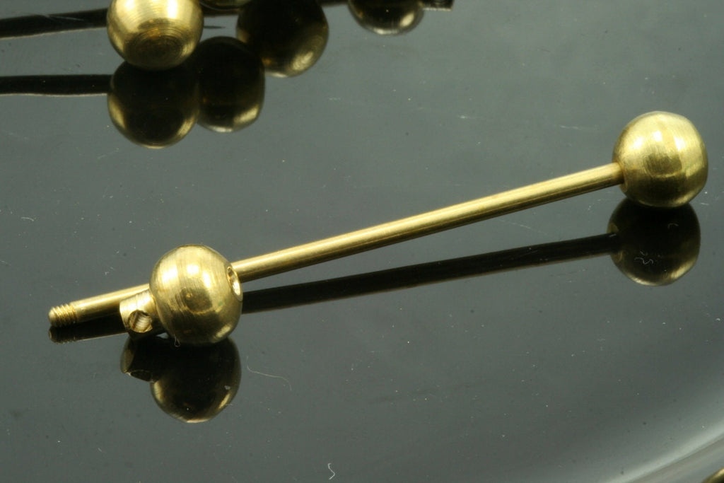 raw brass barbell, 9x68mm 2mm 12 gauge bar, inner 51mm  with hole BB2-68 693
