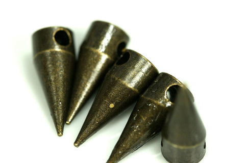 Antique brass spike 20 pcs 6x15mm 1/4"x5/8" finding spacer industrial design (2,5mm 1/10" 10 gauge hole ) pendulum 1134A