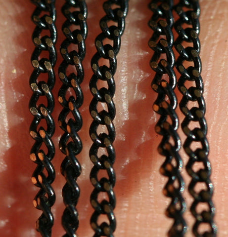 Faceted Soldered Curb Chain 33 feet 1,5x2mm Black Antique Brass Sparkle Bright z026