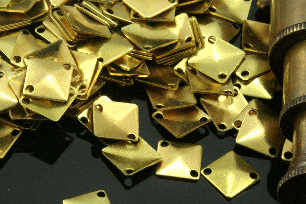 7mm raw brass curved square tag two 2 hole raw brass connector charms ,raw brass findings 551RB-186