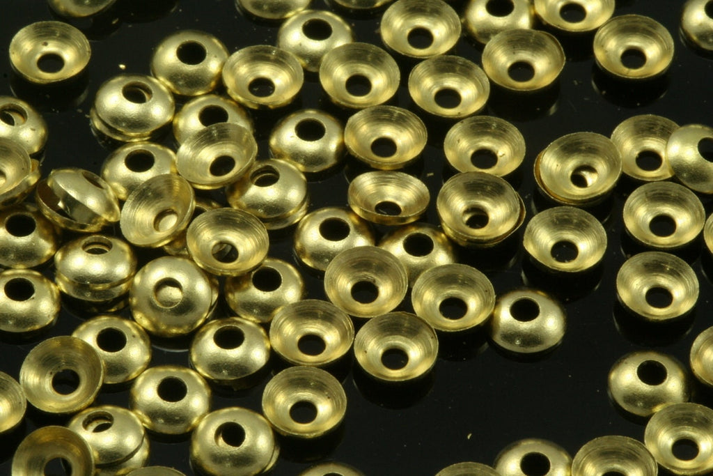 Raw brass 4.5mm cone circle middle hole charms ,raw brass findings bead cap  103R-12 tmlp