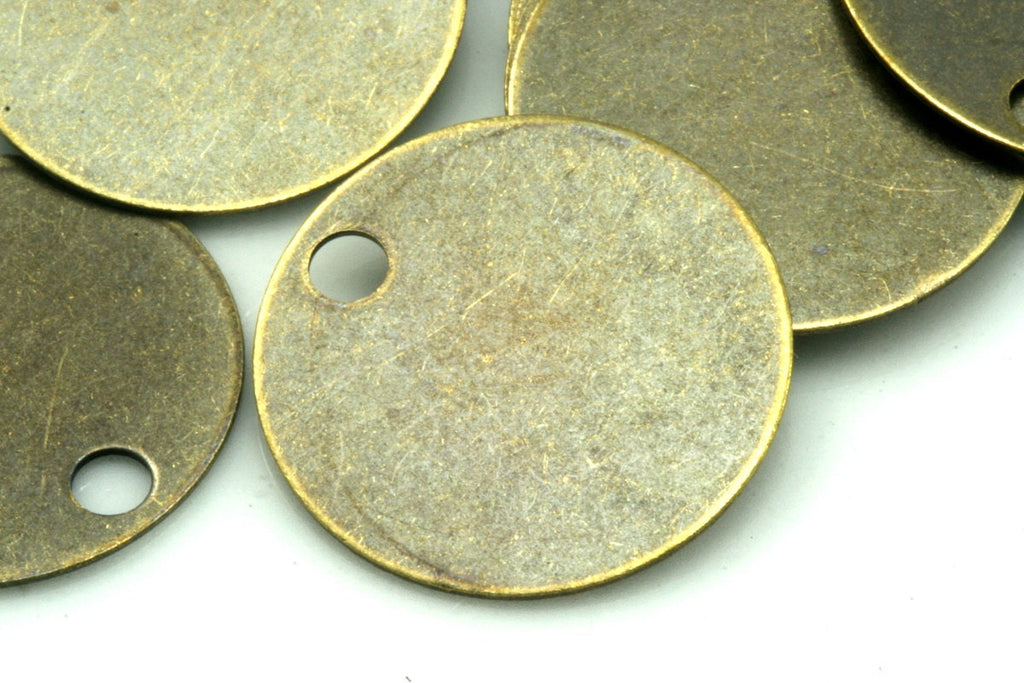 circle tag charms ,antique brass tone brass 20mm findings 527AB-120