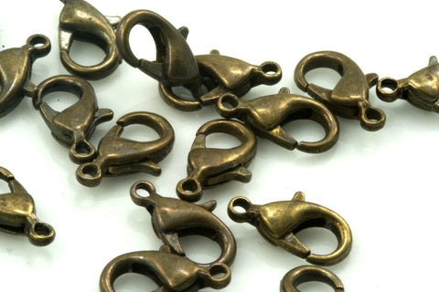 Antique brass alloy lobster claw clasps 15x9mm 503 903