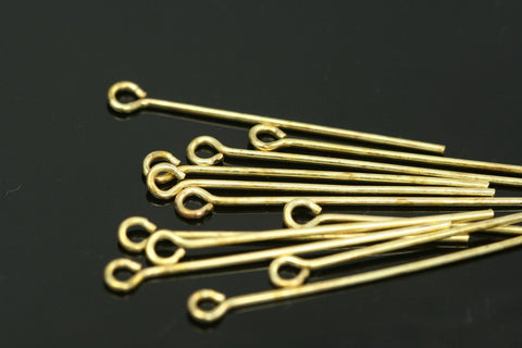 Brass eye pin 100 pcs 40mm 18 gauge( 1mm ) raw brass (varnish)eyepin 4018HV- 31