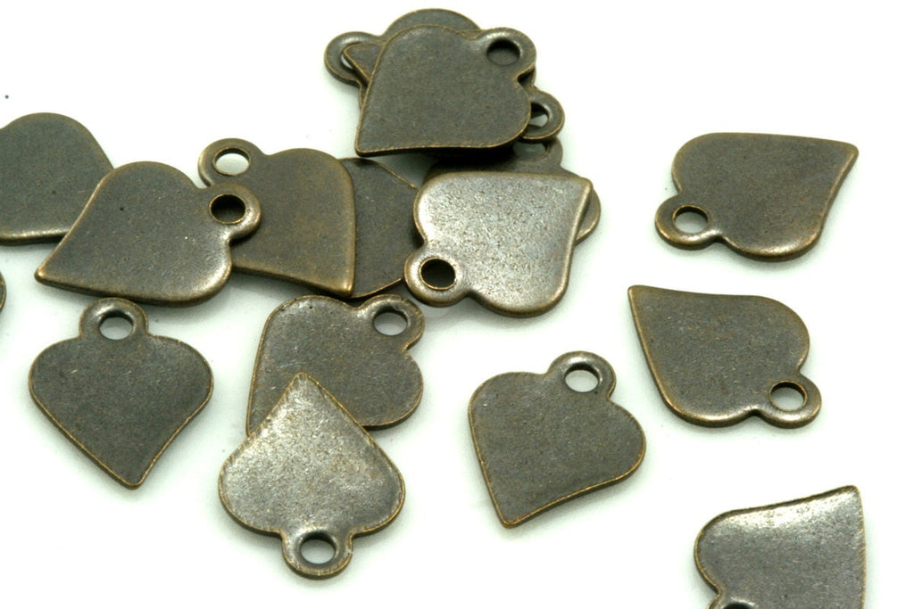 heart shape cabochon tag stamp tag 300 Pcs 10x8mm antique brass tone brass charms ,findings 303AB-46