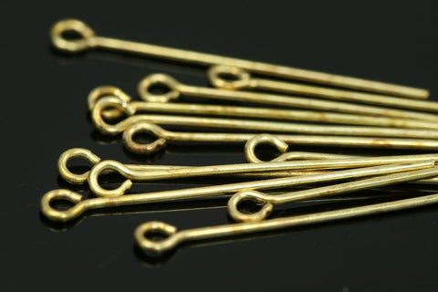 Brass eye pin 50 pcs 40mm 17 gauge( 1,2mm ) raw brass (varnish) eyepin 4017HV- 23