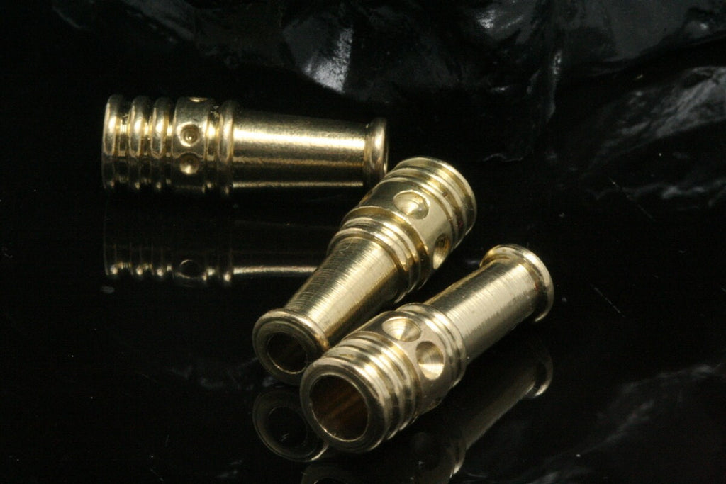 10 pcs raw brass 24x8mm (hole 5mm 3.3mm) industrial brass end caps 1001R ENC5