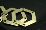 hexagonal stamping (0,8mm 20 gauge) 4 hole charms ,20 pcs 30mm raw brass findings 969R-55
