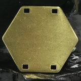 6 pcs 30mm raw brass hexagonal stamping (0,8mm 20 gauge) 4 hole charms ,findings 974R-31