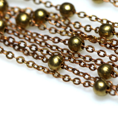 10 meter 33 feet 1,5x2mm raw brass soldered chain with 3mm ball anklet satalite chain z078
