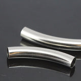 8 Pcs nickel plated brass curved tube 7x40mm (hole 6,4mm) 1849