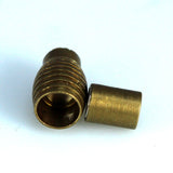 Magnetic clasp leather cord 5 pcs 18x10mm 0,7"x0,39" antique brass solid brass 5,9mm 0,23" MCL6 1175AB