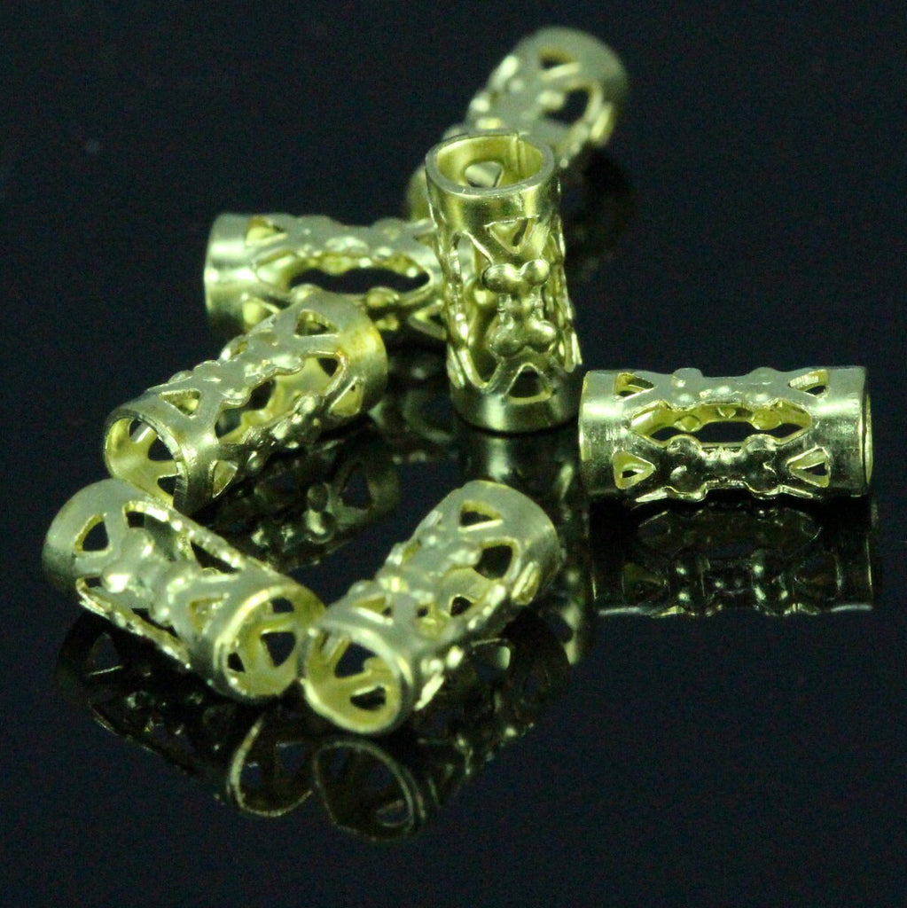 Textured tube, raw brass charms 8x4mm (hole 3.4mm) , pendant, findings spacer bead bab3.4 OZ235