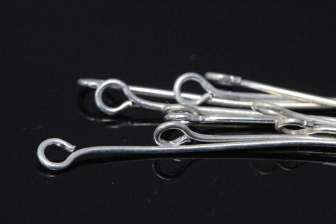 Brass eye pin 150 pcs 25mm 20 gauge( 0,8mm ) silver plated brass eyepin ES2520-21