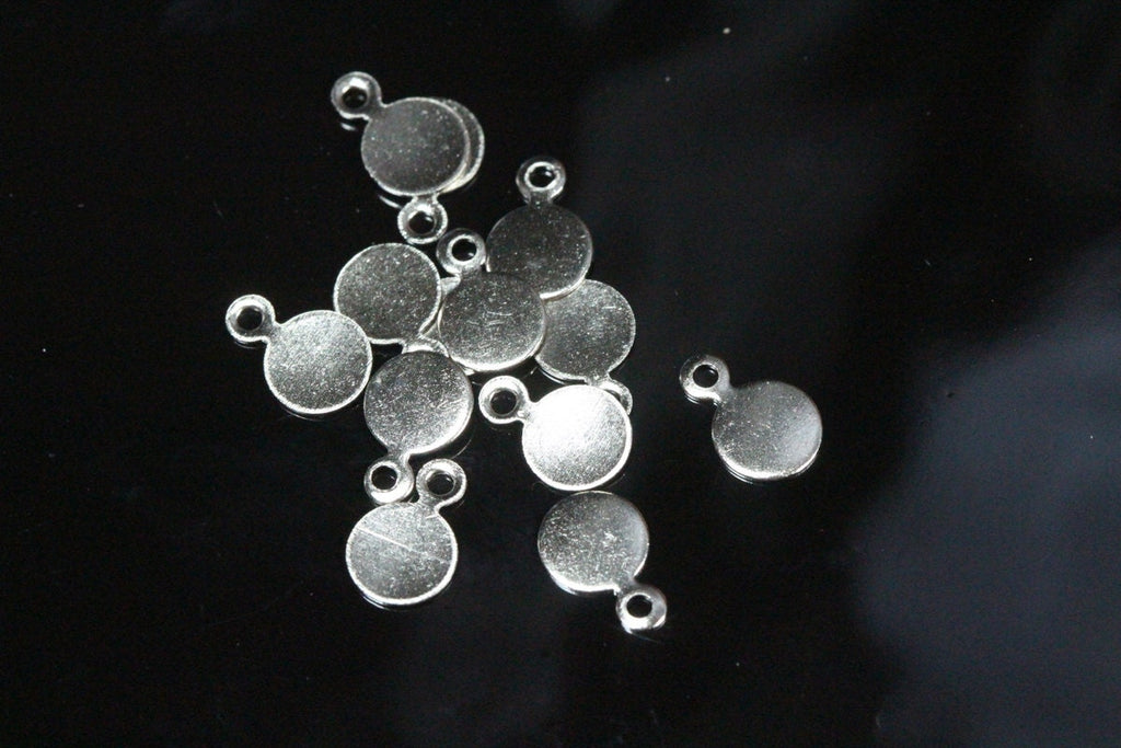 brass circle tag, 500 pcs 6mm nickel plated Charms , pendant, findings 88N-60 tmlp